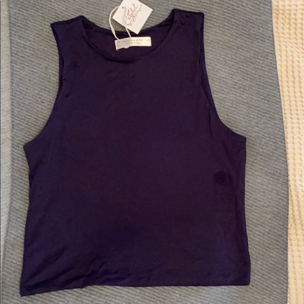 Veronica M. Essentials - Cropped Tank, L, Navy